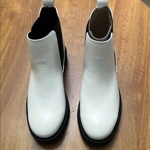 Dream Paris, Stylish White and Black Ankle Boots. Brand new.